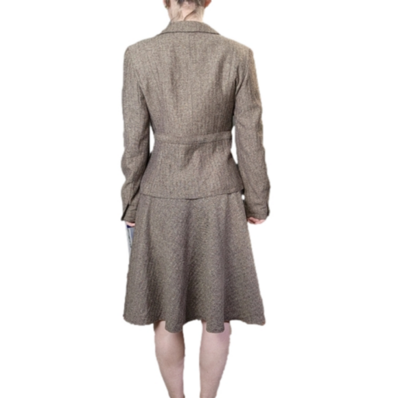 Skirt & blazer set blend herringbone pattern brown colors Size 2 SPIEGEL - Picture 3 of 16